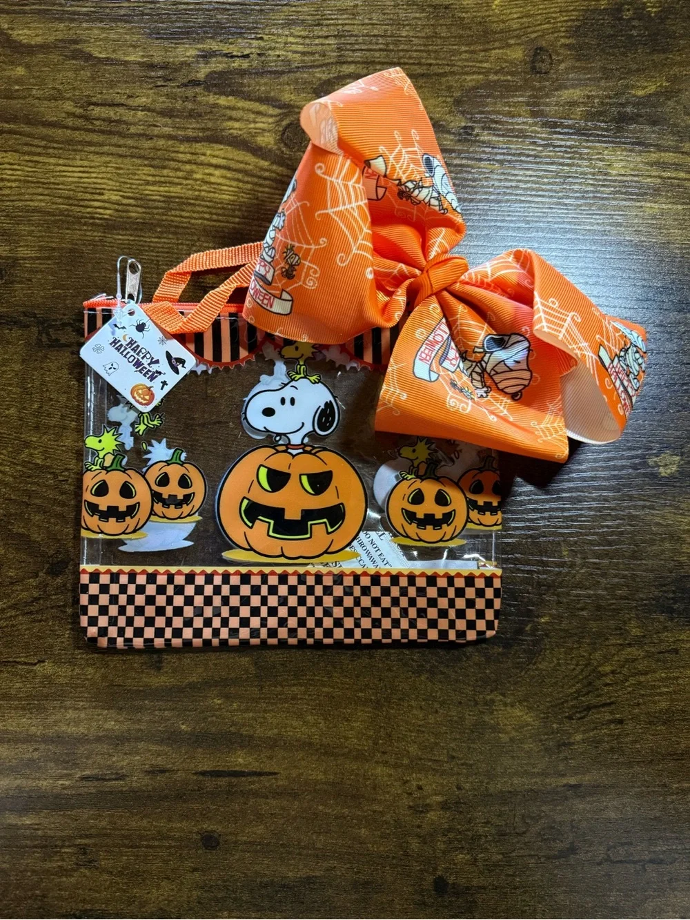 Snoopy Inspired Halloween Bundle – Clear Bag & Hair Bow